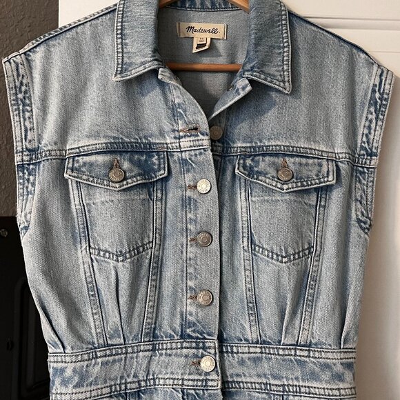 Madewell Denim Cap-Sleeve Shirtdress in Aquino Wash Size 00 - Picture 2 of 12